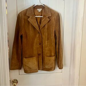 Ann Taylor Women's Brown Leather Suede Blazer Large